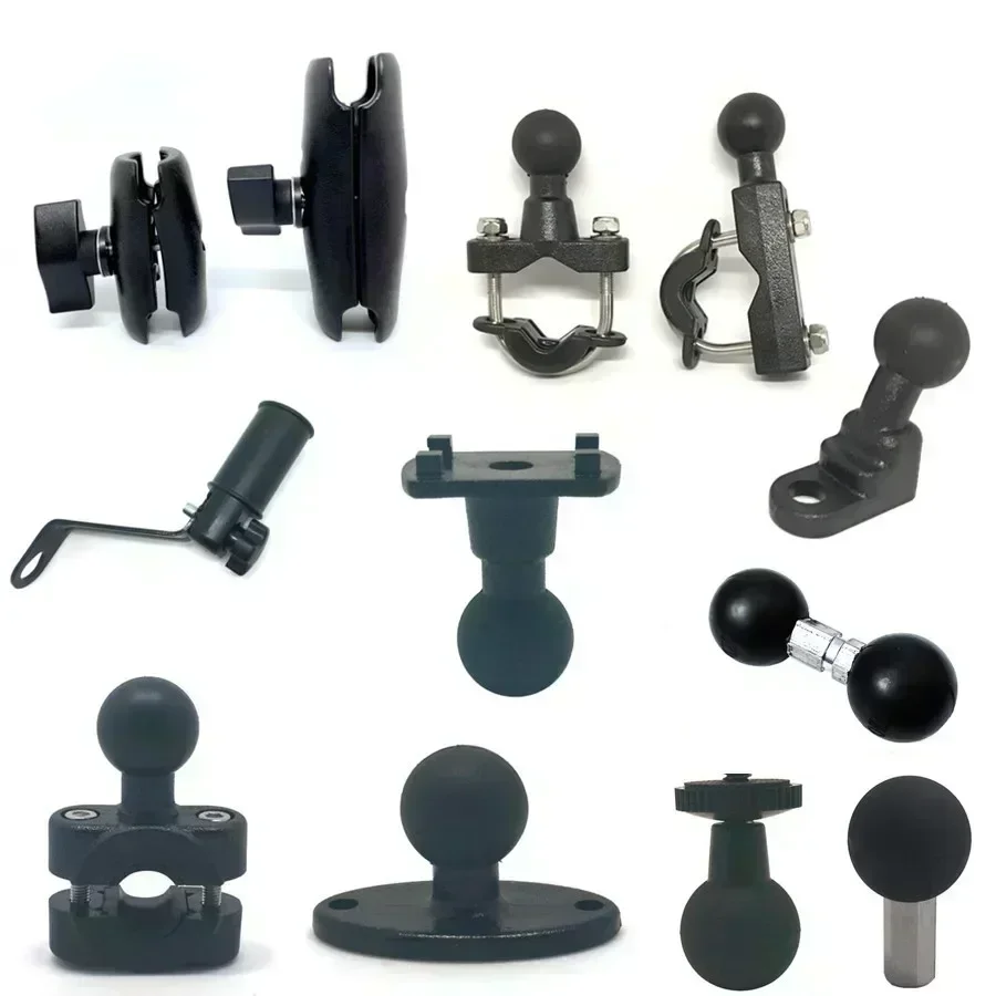 Universal Motorcycle Mount with Ball Head and 10mm Base Hole, Black