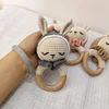 Baby Wooden Teether Crochet Cartoon Bunny Baby Rattle Toys Wooden Ring Rodent Toys Mobile Gym Kids Newborn Educational Toys Hand 2