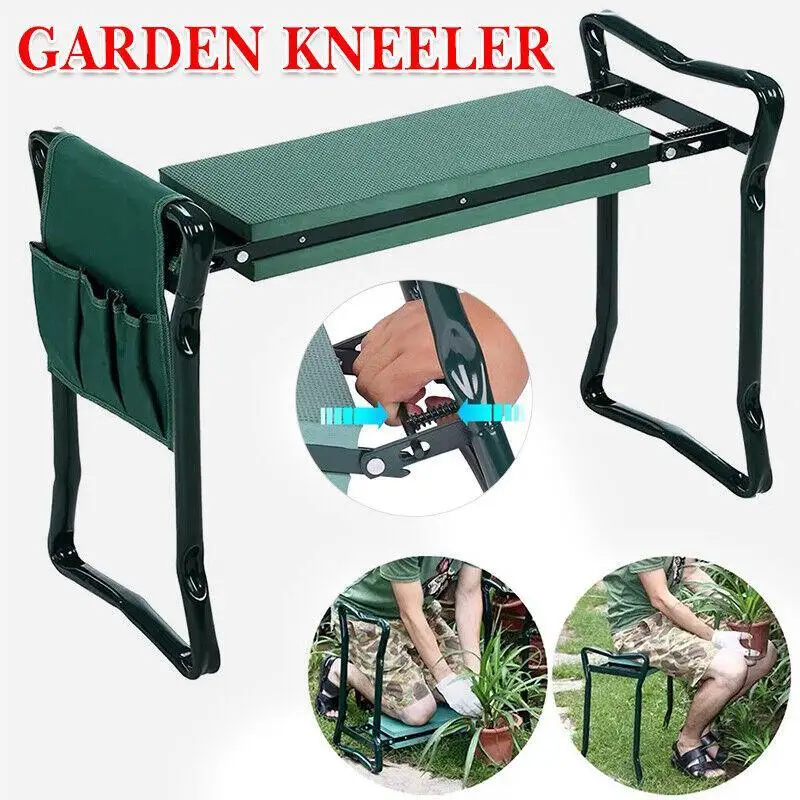3-IN-1 Garden Kneeler Kneeling Padded Pads Seat Stool w/ Gardening Work Tool Bag