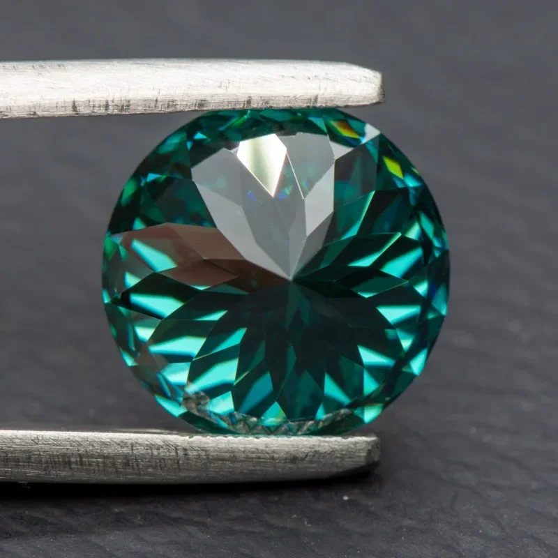 Loose moissanite gemstones jewelry materials Moissanite Stones 100 Faces Cut Emerald Green Primary Colours Round Shape with GRA Certificate DIY Jewelry Making Materials