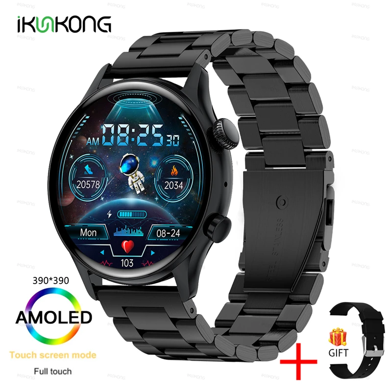 2022 New AMOLED Smartwatch Mens 1.36 inch Screen Support Always On Display Watches Waterproof Sports Fitness Tracker Smartwatch 