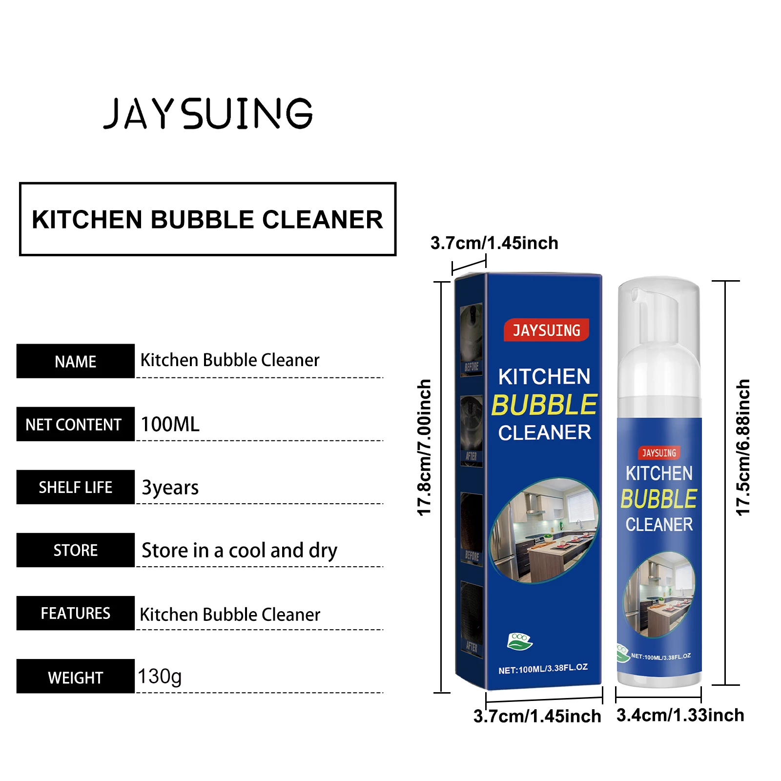 100ml Cleaning Bubble Spray Kitchen Grease Cleaner Rust Remover Home Dirt Oil Descaling Detergent Bubble Foam Clean Supplies