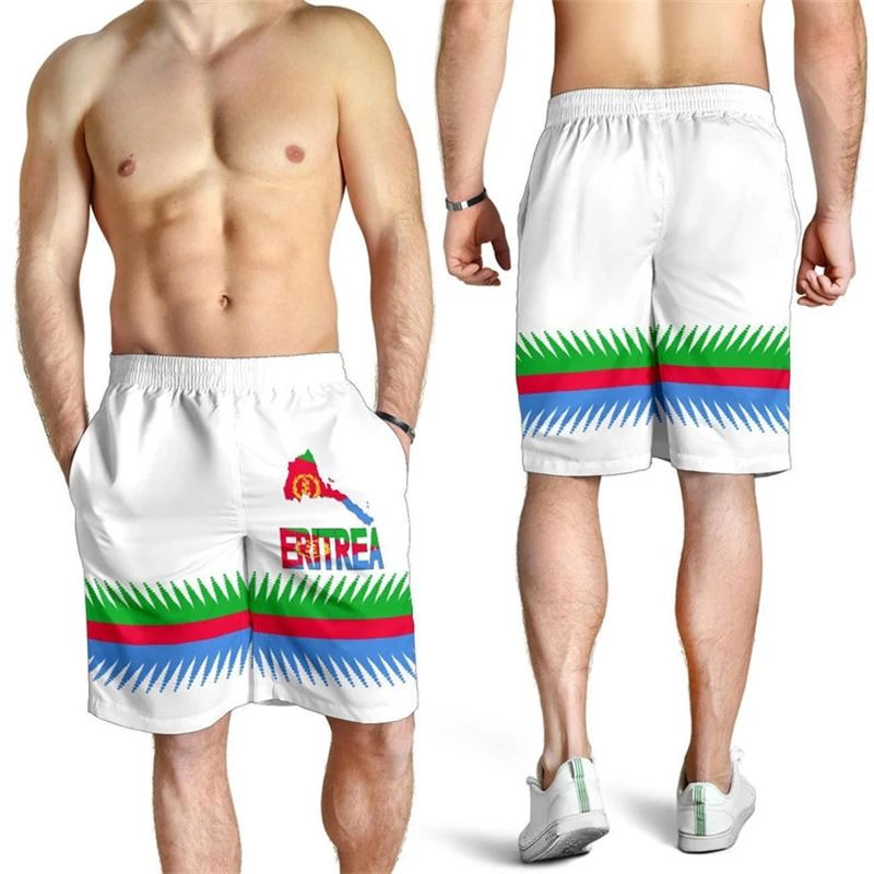 

Africa Country Eritrea Map Flag 3D Printed Short Pants For Men Clothes National Emblem Dromedary Beach Shorts Hawaiian Trunks