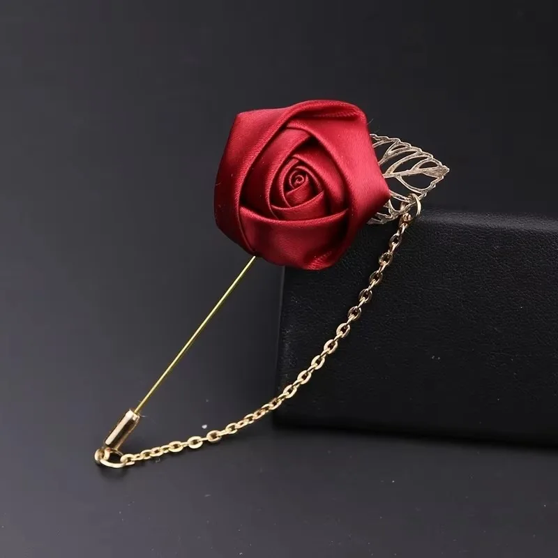 For Women and Men Clothing Dress Accessories 1pcs Men's Suit Rose Flower Brooches Pins Canvas Fabric Ribbon Tie  Brooch