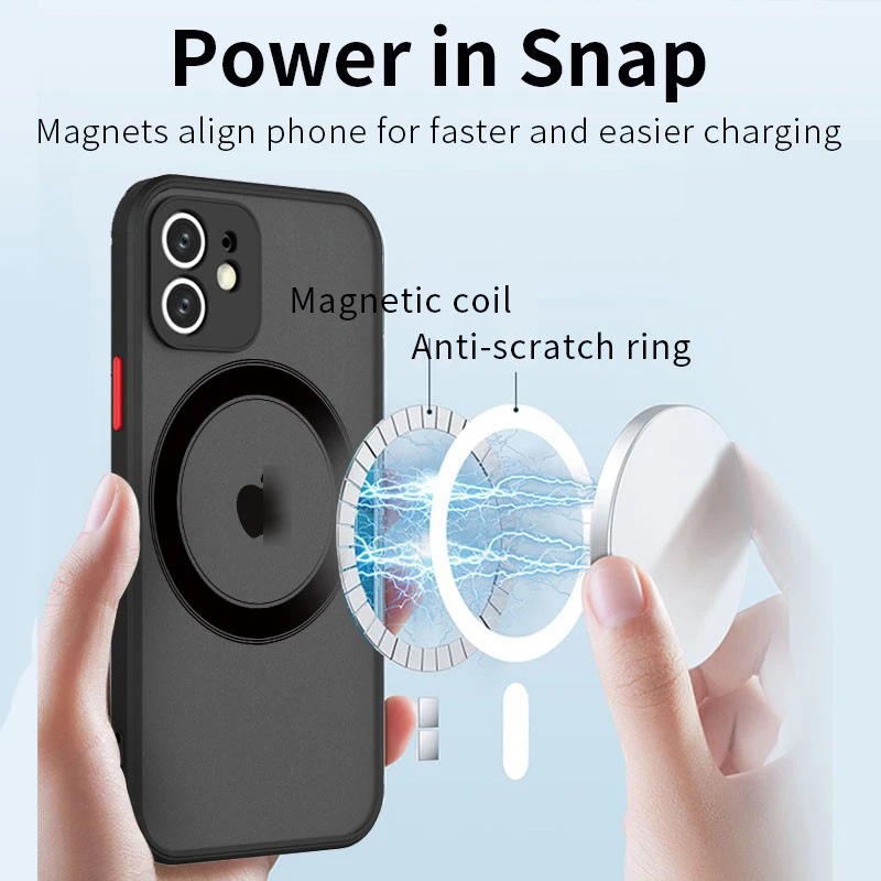 Universal Magnetic Wireless Charging Matte Phone Case Cover