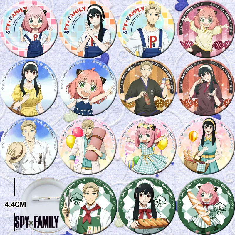 

15pcs Spy Family Anya Forger Yor Forger 44mm Figure Badge Button Brooch Pin Souvenir Figuras Cosplay Gift 3801