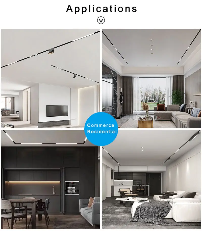 MT20 Magnetic Track Light DC48V 2MM-Thick Thickened Aluminum Rail LED Mordern Living Room Home Customizable-Rail Black/White 5