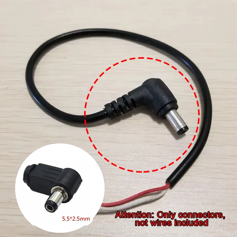 DC plug 1pc 5.5*2.5mm 90 degree elbow DC power plug wiring assembly welding wire