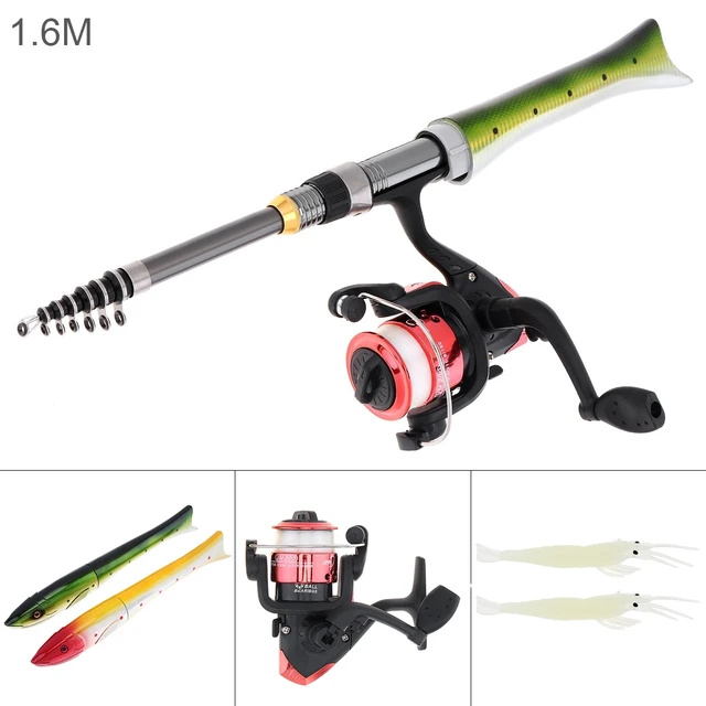 Metal 1.6m Pen Shape Telescopic Mini Fishing Pole Rod with Spinning Reel  Wheel - AliExpress