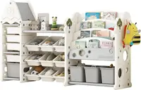 Toy Storage Organizer with Kids Bookshelf, Toy Organizer with 17 Bins and 5-Tier Bookshelf for Kids Bedroom Playroom 1