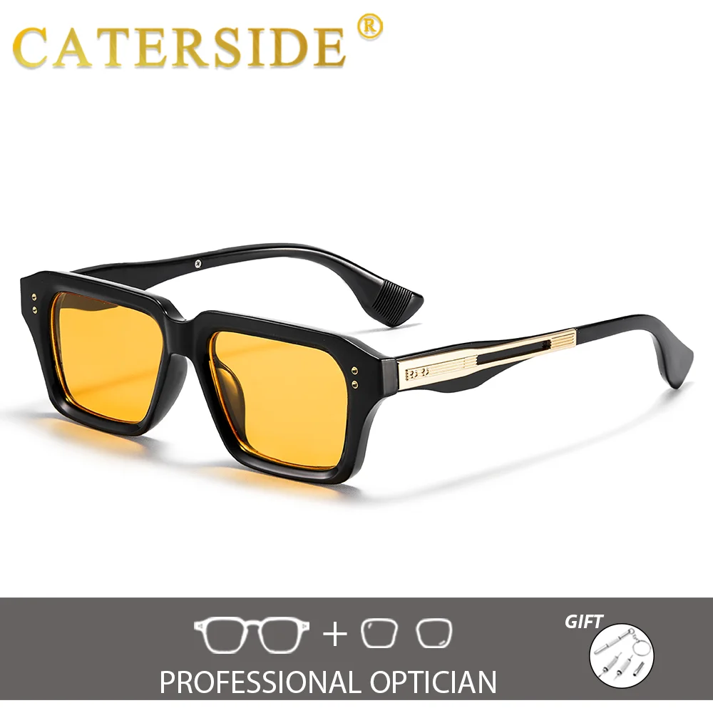 CATERSIDE Neue Vintage-Sonnenbrille für Herren mit quadratischer Form, individuell anpassbare optische Sonnenbrille für Damen, UV400-Schutz – Detail 5
