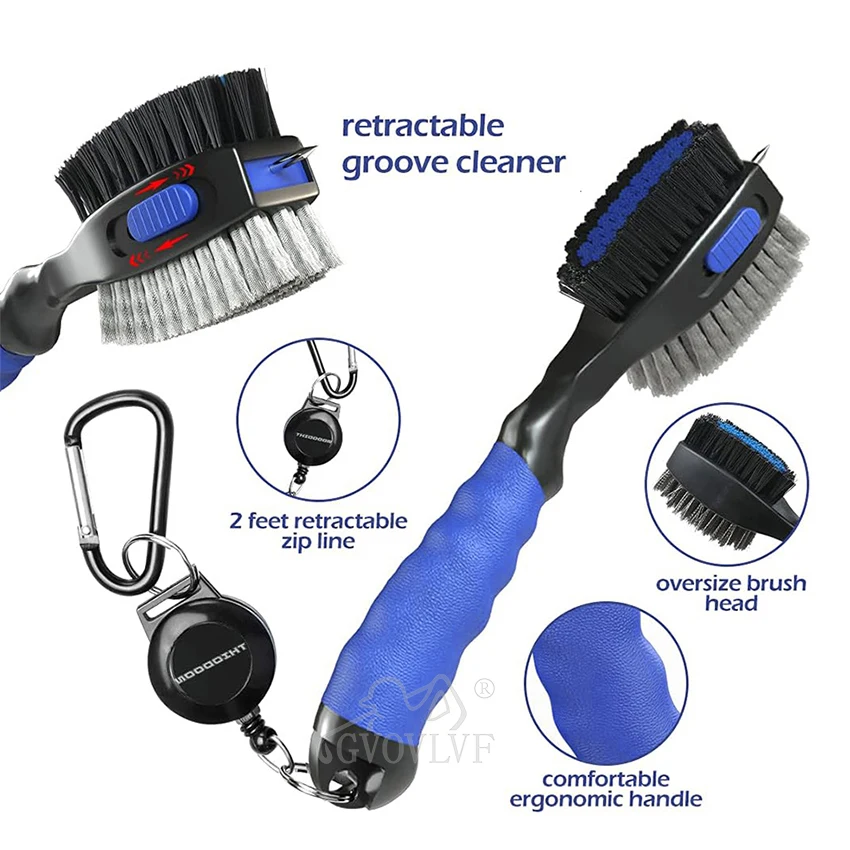 1piece Golf Club Brushes and Groove Cleaner with Magnetic Keychain Oversized Golf Brush Head and Retractable Spike Super 5