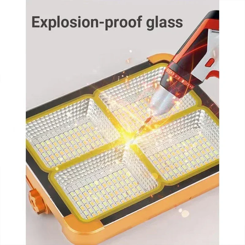 Description Picture 5 of itemNew Rechargeable Solar Flood Light Outdoor Portable LED Reflector Spotlight Rechargeable Projector Floodlight Construction Lamp