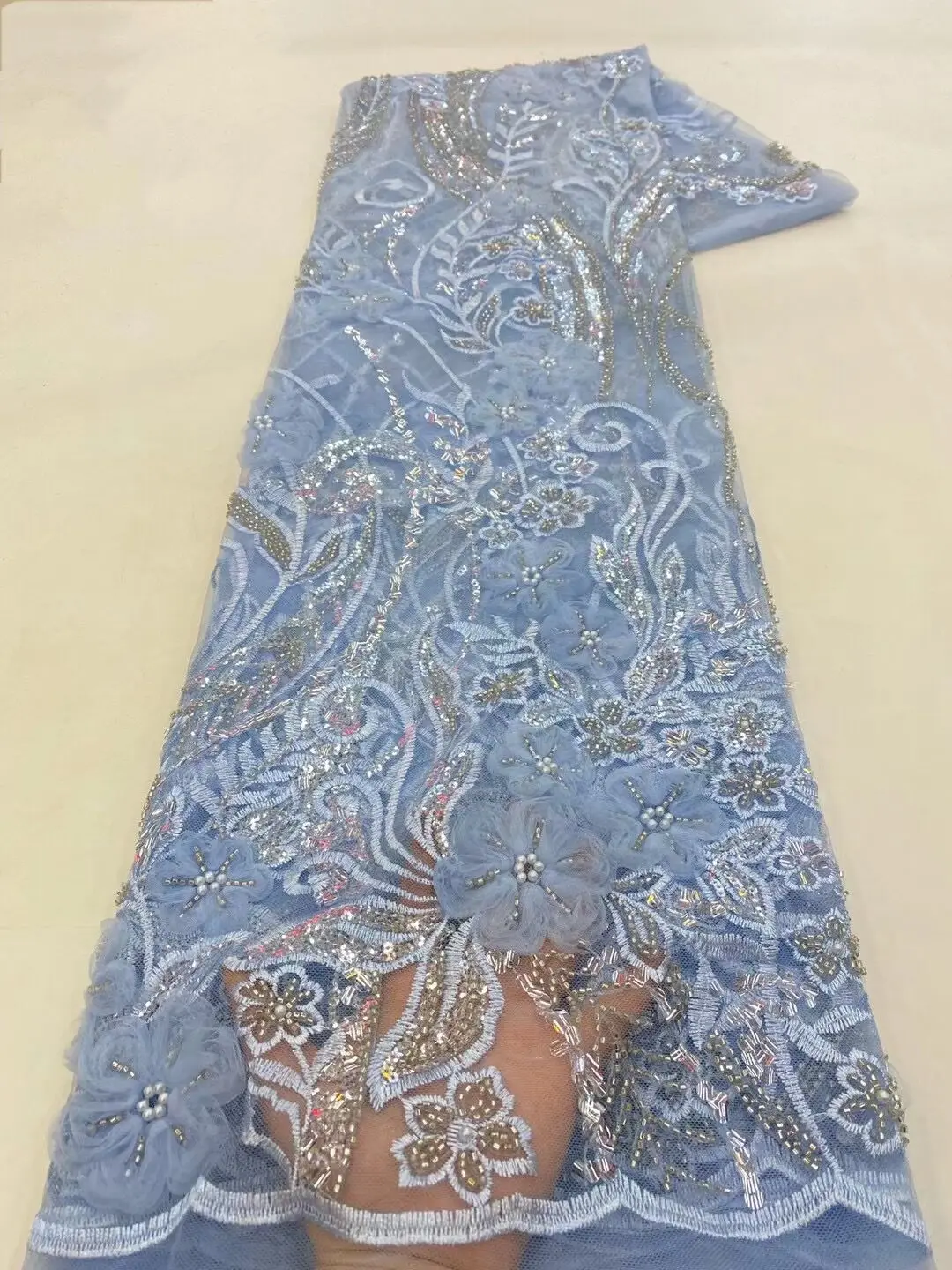 

Нигерийская французская сетчатая Тюлевая кружевная ткань, высококачественные бусины, кружевная ткань для свадебных торжеств в африканском стиле