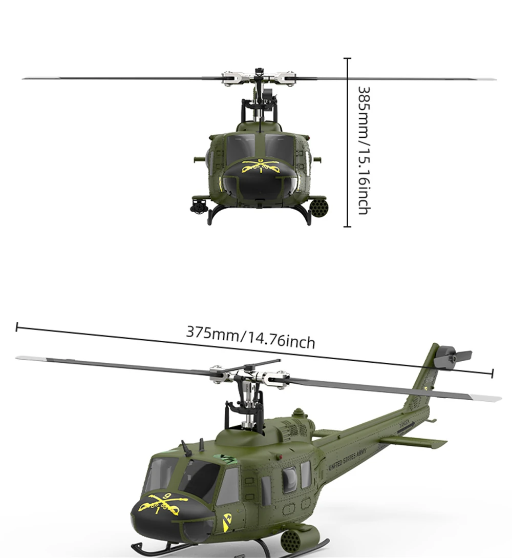 Eachine E190 PRO UH-1 2.4G 6CH 3D6G 1:34 Scale Huey Dual Brushless Motor Flybarless RC Helicopter Compatible with FUTABA S-FHSS
