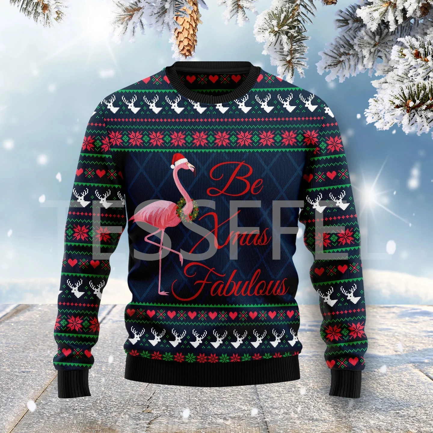 thumbnail image 1 of Suéter feo navideño con dibujo de perro, gato, Papá Noel, tatuaje retro, mangas largas, estampado 3D, otoño e invierno, jersey informal Harajuku X14, 1 of 5