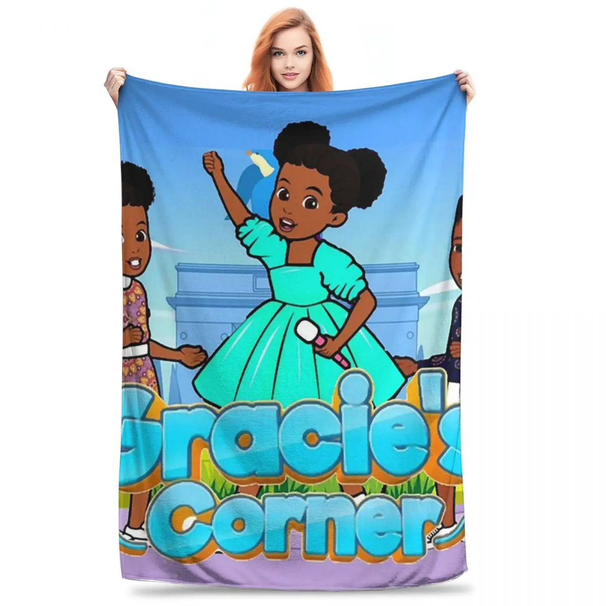 Gracies Family Corner Cute Phonic's Song Blanket Flannel Portable Throw Blankets Sofa Throw Blanket For Couch Bedding Office 2