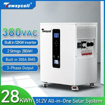 TEWAYCELL ระบบแบตเตอรี่ LiFePO4 ออลอินวัน สามเฟส 15KWh 30KWh AC380V 51.2V สำหรับระบบโซลาร์เซลล์บ้าน พร้อมอินเวอร์เตอร์ 12KW ในตัว ระบบ ESS แบบเคลื่อนย้ายได้ 1