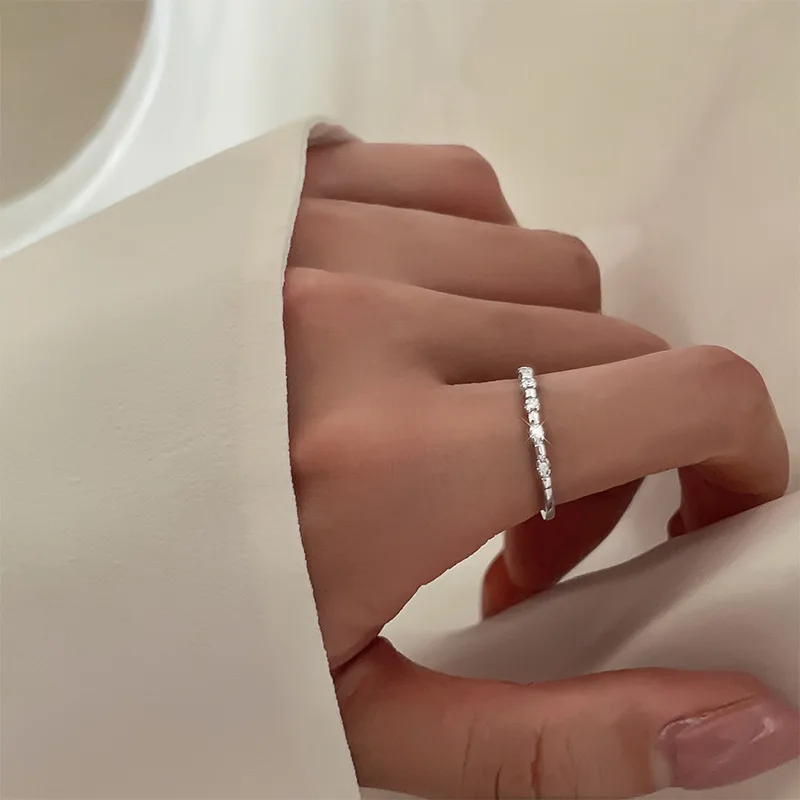 Anillo de dedo índice ajustable abierto de diamante Brillante De