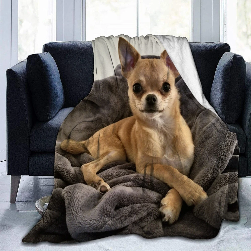 

Cute Chihuahua Dog Blanket Bedspread for Bedroom Bedding Decor Multiple Sizes Fluffy Plush Soft Flannel Sofa Bed Throw Blankets