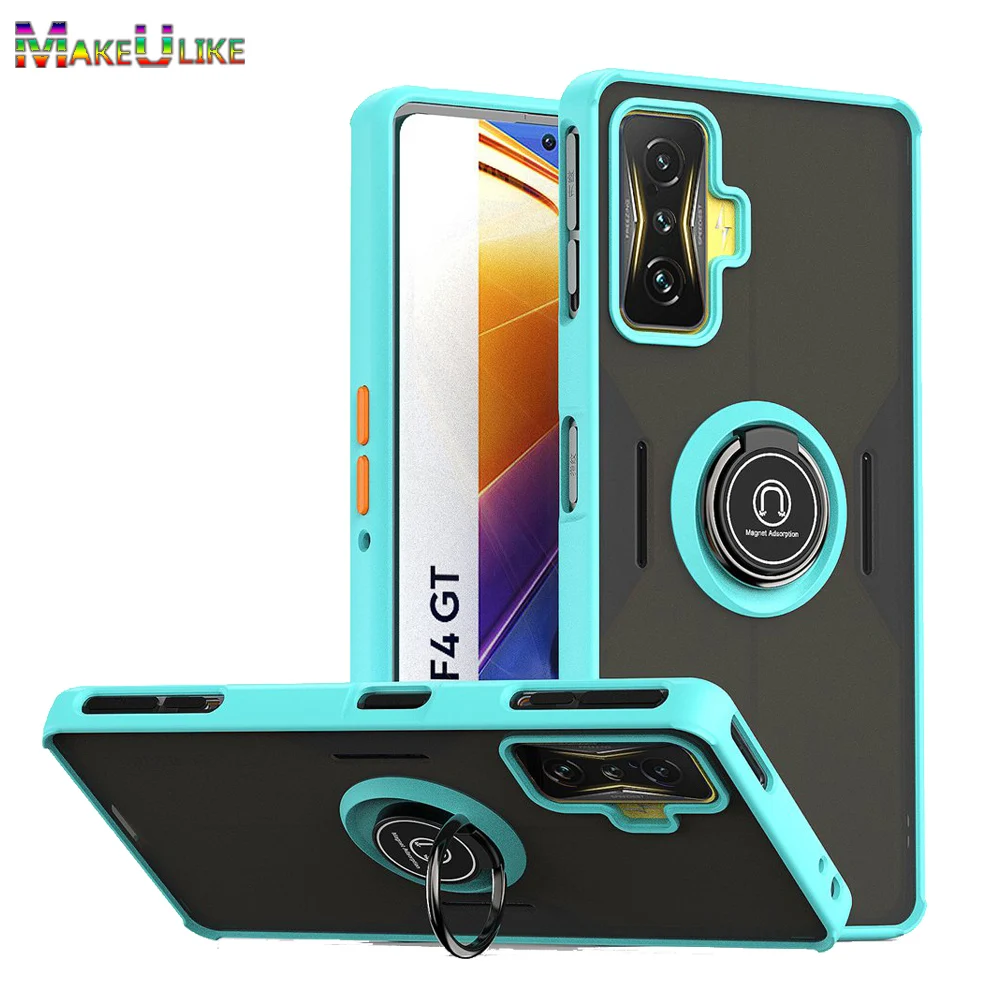 Shockproof Magnetic Ring Holder Case - Hard Protective Cover for Poco & Xiaomi Devices