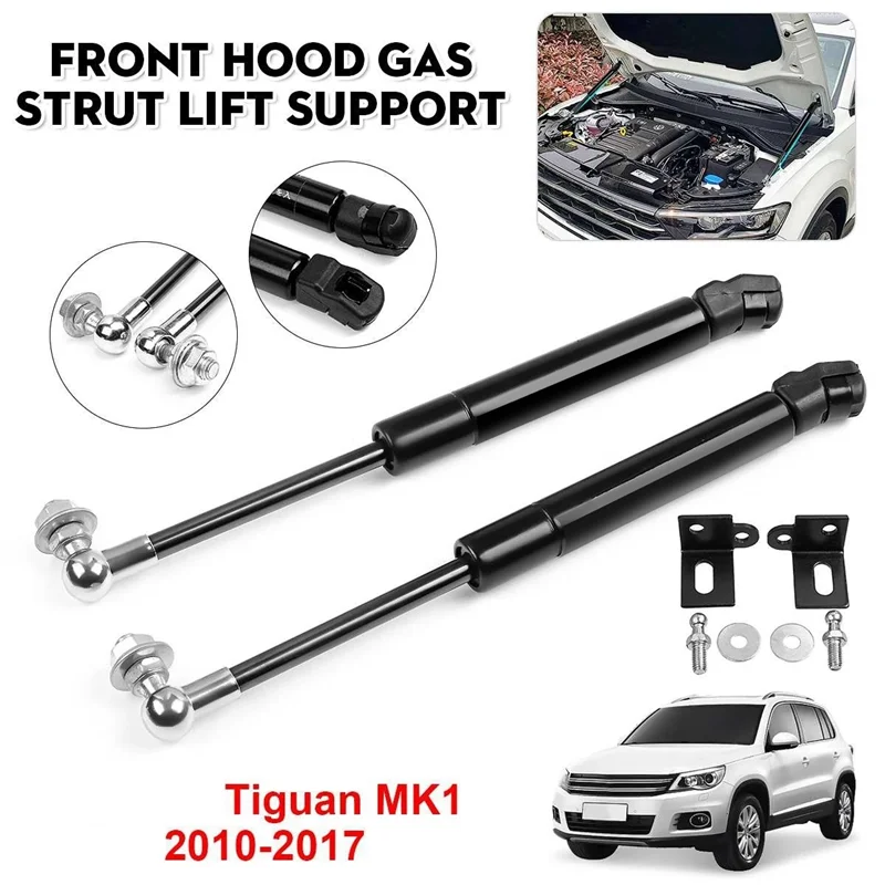 2Pcs Front Engine Cover Bonnet Hood Gas Strut Bars Gas Spring Shock Lift Support Rod for Tiguan Mk1 2010 -