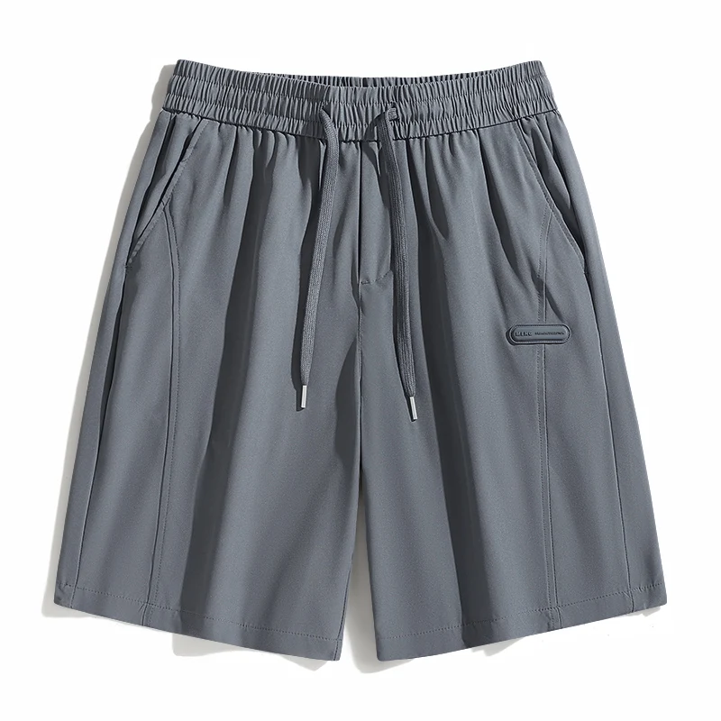 Fashion Solid Color Spliced Pockets Straight Casual Shorts Men's Clothing 2024 Summer Loose Korean Elastic High Waist Shorts