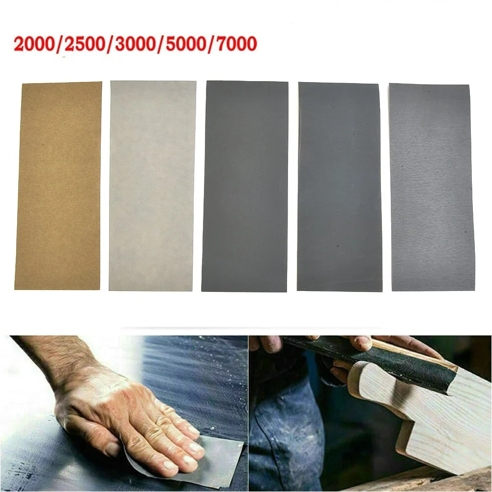 

5pcs 230*93mm Sandpaper Soft Paper Base 2000 2500 3000 5000 7000Grit Wet And Dry Flexible Latex Paper Power Tools Accessories