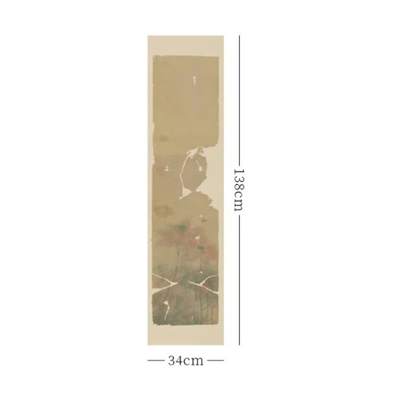 5장 오래된 골동품 Xuan 종이 - 전통적인 인감 스크립트(Zhuan Shu) 서예 용지용 반원시 질감 표면 34x138 cm