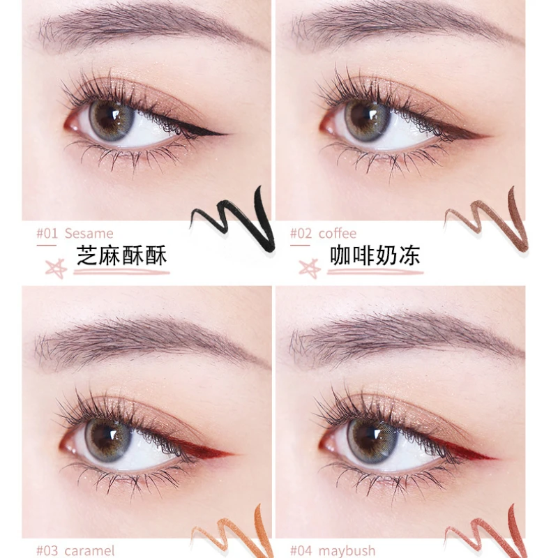 FLORTTE Liquid Eyeliner Lying Silkworm Eyelash Pen Quick Dry Waterproof Long-lasting Black Brown Eyeliner Pencil Cosmetic Makeup 6