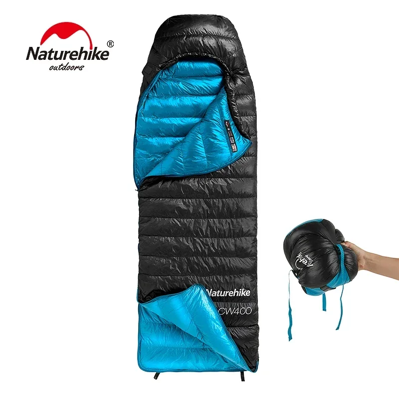 Спальный мешок Naturehike CW400, водонепроницаемый, зимний, на утином пуху, 750FP, уличный, для кемпинга, тепловой, нейлоновый, ультралегкий, для пешего туризма, 5-8 ℃