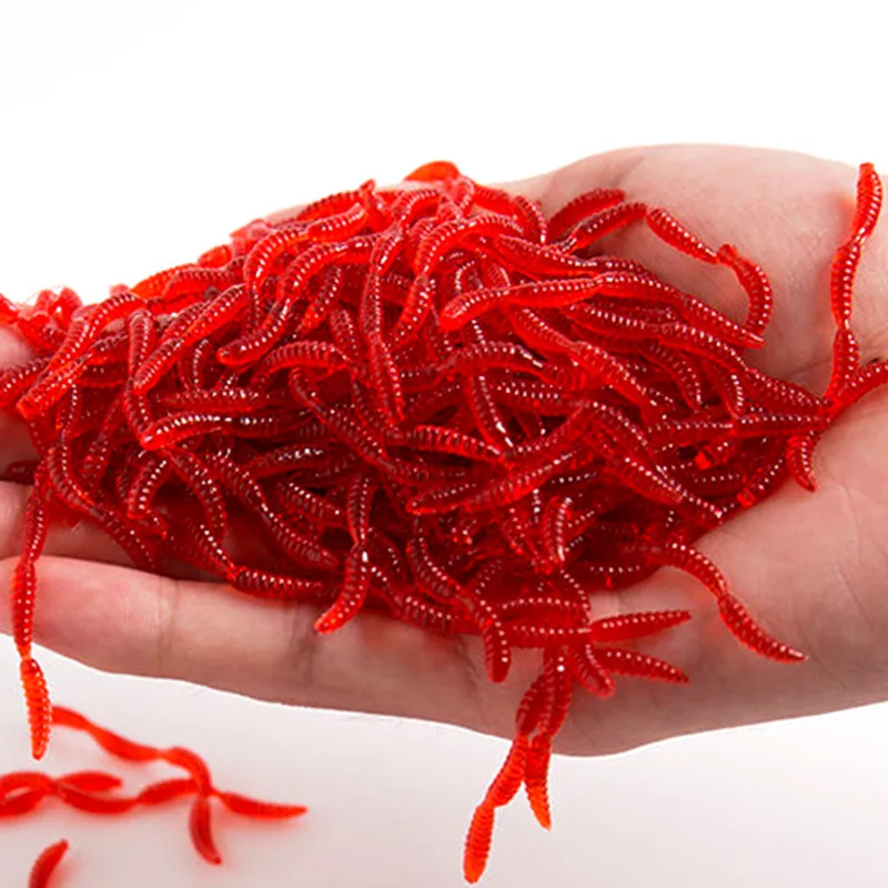 

Sea Yolo 50pcs/100pcs 1Pack 6cm/0.2g Simulate Red Soft Worm Four Section Earthworm Soft Fishing Bait For Luya Fishing Lure