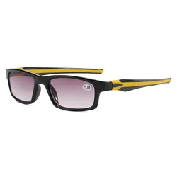Unisex Outdoor Sport Square Frame Fashion Reading Sunglasses with Dioptric Lenses (+1.0 to +4.0) - +400 (Yellow)