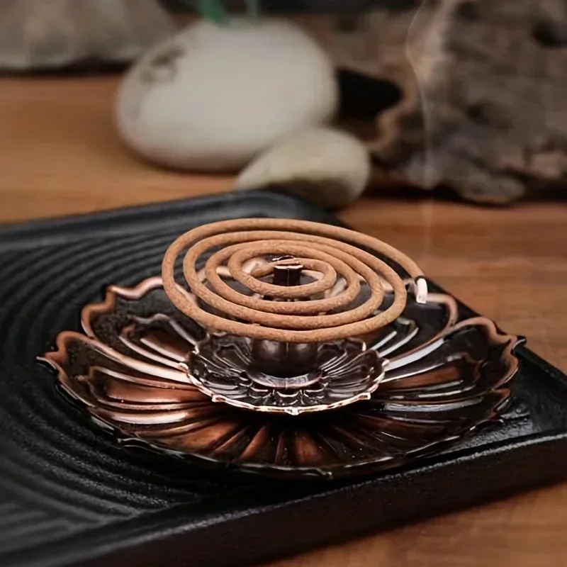 Incense Burner Stick Holder Plate Bronze Nasturtium