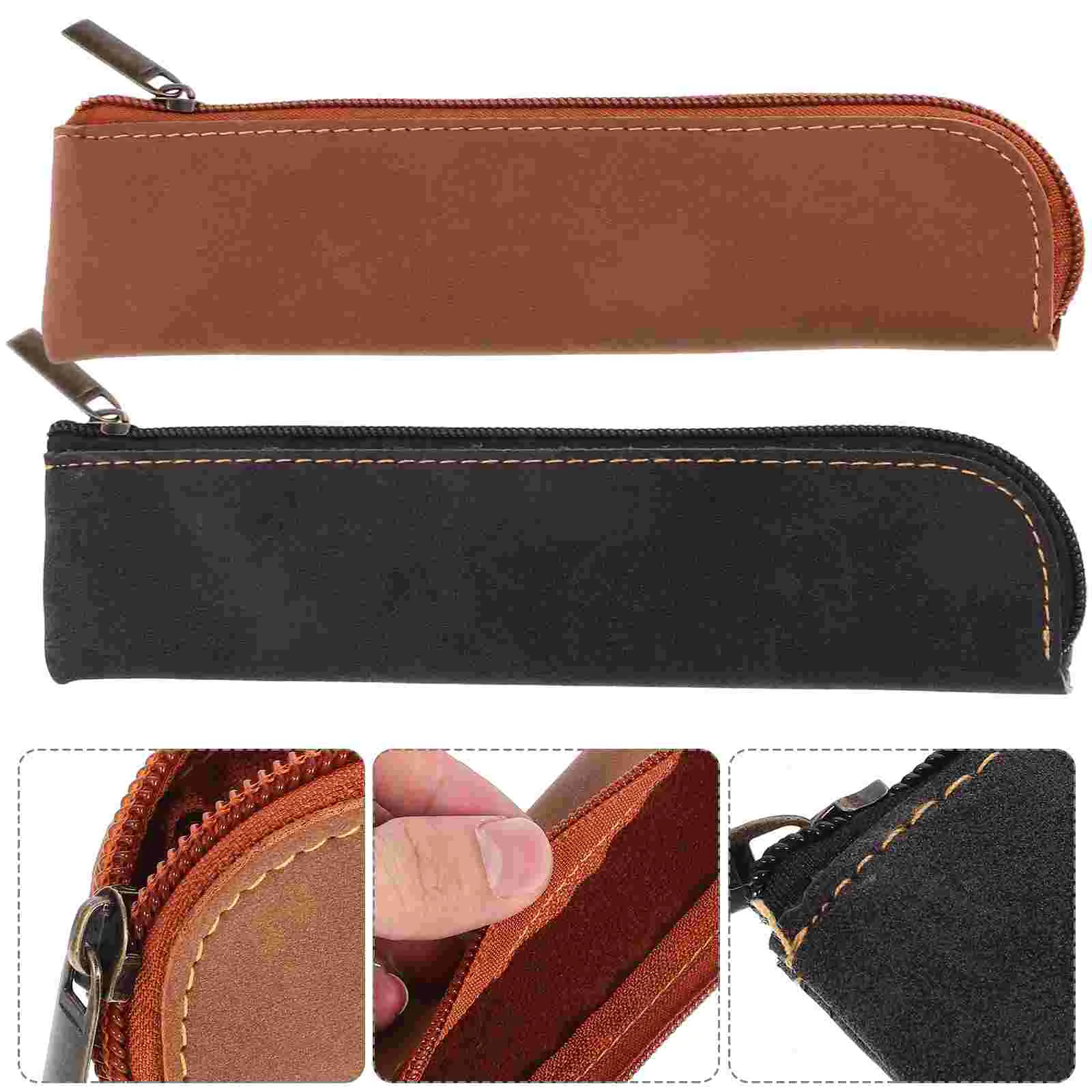 

2 Pcs European and American Nubuck Pen Case Pencil Bag Pu Pouch for Girls