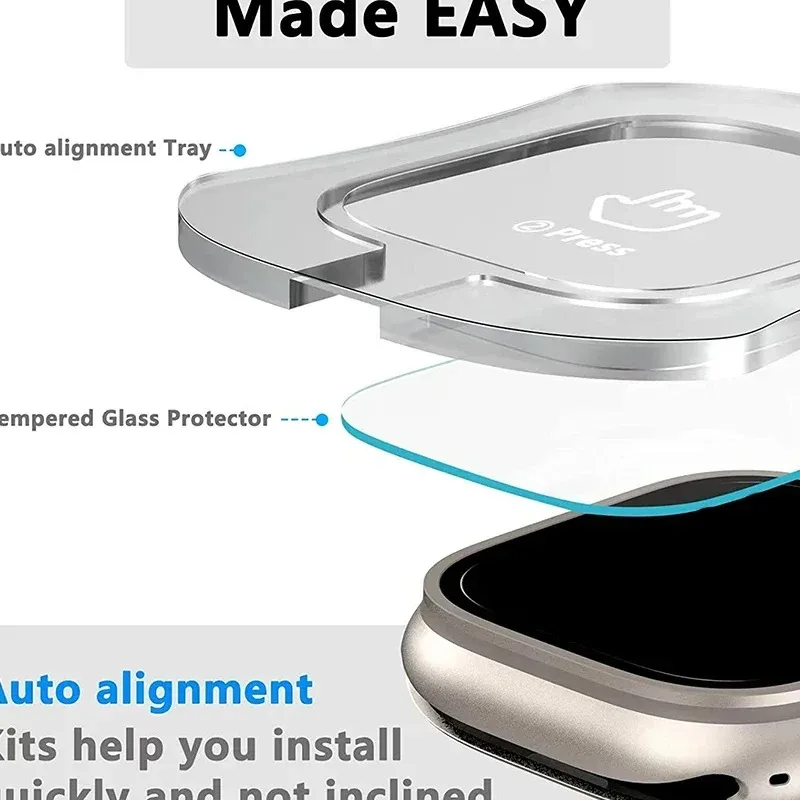 애플워치 울트라 2 3 울트라2 울트라3 49mm용 간편 설치 강화유리 필름 2개 (정렬 도구 포함)