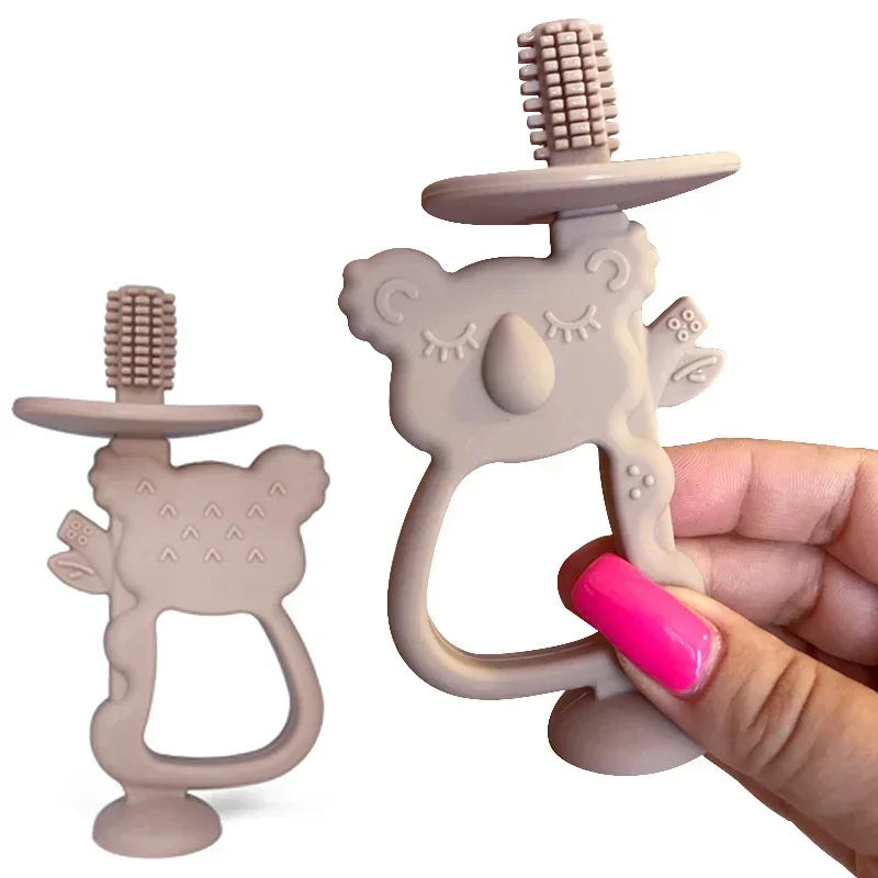 Baby Toothbrush Baby Silicone Training BPA Free Rodent Animal Koala Safe Toddle Teether Chew Toy Teething Ring Infant Baby Accessorie