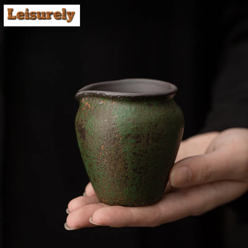 140ml Fairy Green Old Rock Clay Tea Pitcher Pour Tea Cha Hai Dispenser Justice Cup Kung Fu Tea Fair Mug Tea Ceremony Accessories