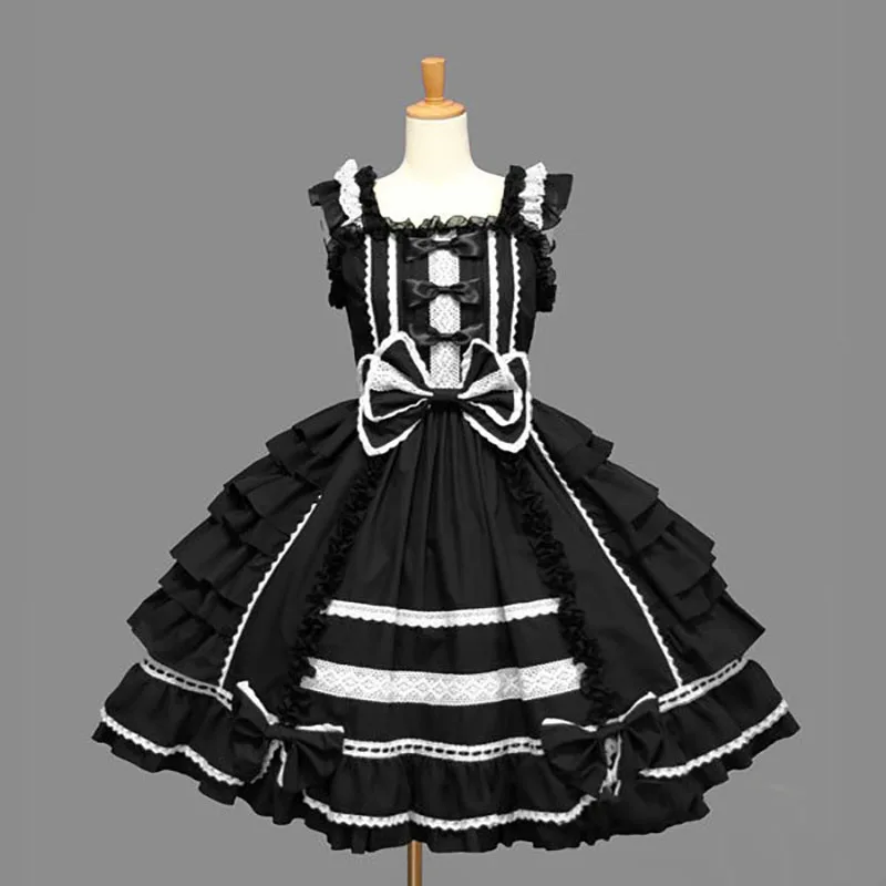 Women Alice Lolita Angel Pink Cotton Princess Dress Court-Style Gothic Tank Dress Costume Cute Anime Maid Layer For Girls Lolita Dress Lolita Suspender Dress Lolita Cosplay Costumes