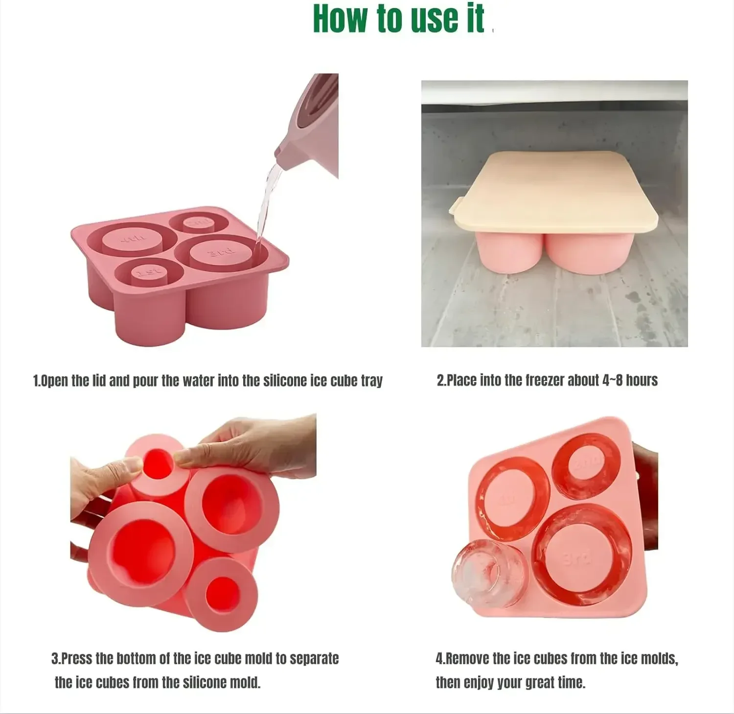 Ice Cube Tray Mold for Tumbler Stanley Cup Silicone Cylinder Ice Cube Maker Mold with Lid For 20oz 30oz 40oz ice mold