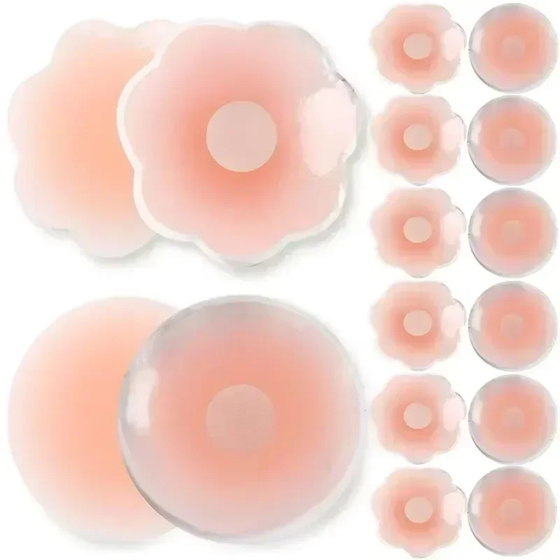 Reusable Women Breast Petals Push Nipple Cover Invisible Petal Adhesive Strapless Backless Stick on Bra Silicone Breast Stickers