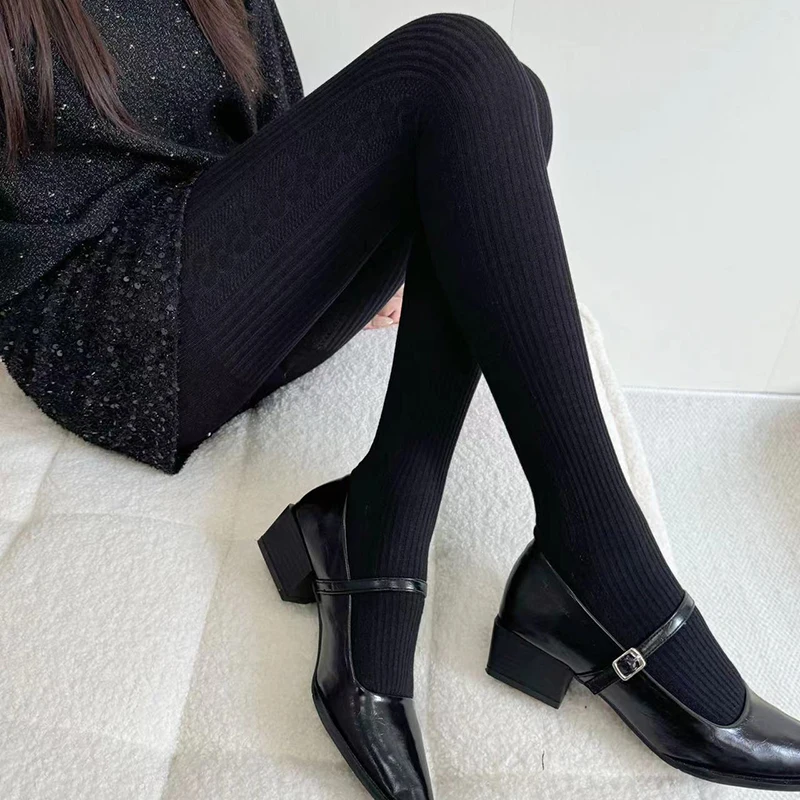 Koreanische Gestrickte Seite Twist Strumpfhosen Frauen Vertikale Thermische Licht Abnehmen Einfache Vielseitige Strumpfhosen Unterwäsche Leggings Strumpf – Detail 11