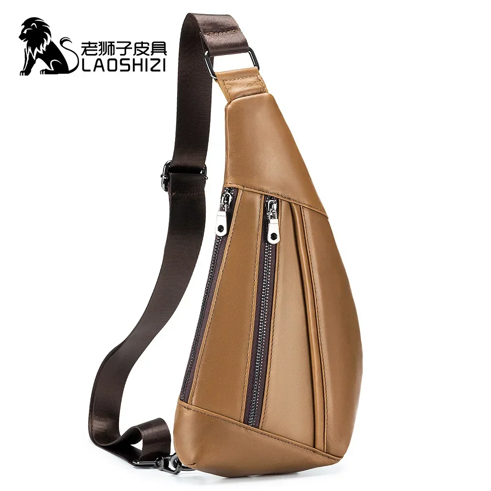 

2023 New Handbags Shoulder Bags Vintage Cross Body Bag Men Sling Fashion 100% Genuine Leather Chest Waist Bag Men Back pack