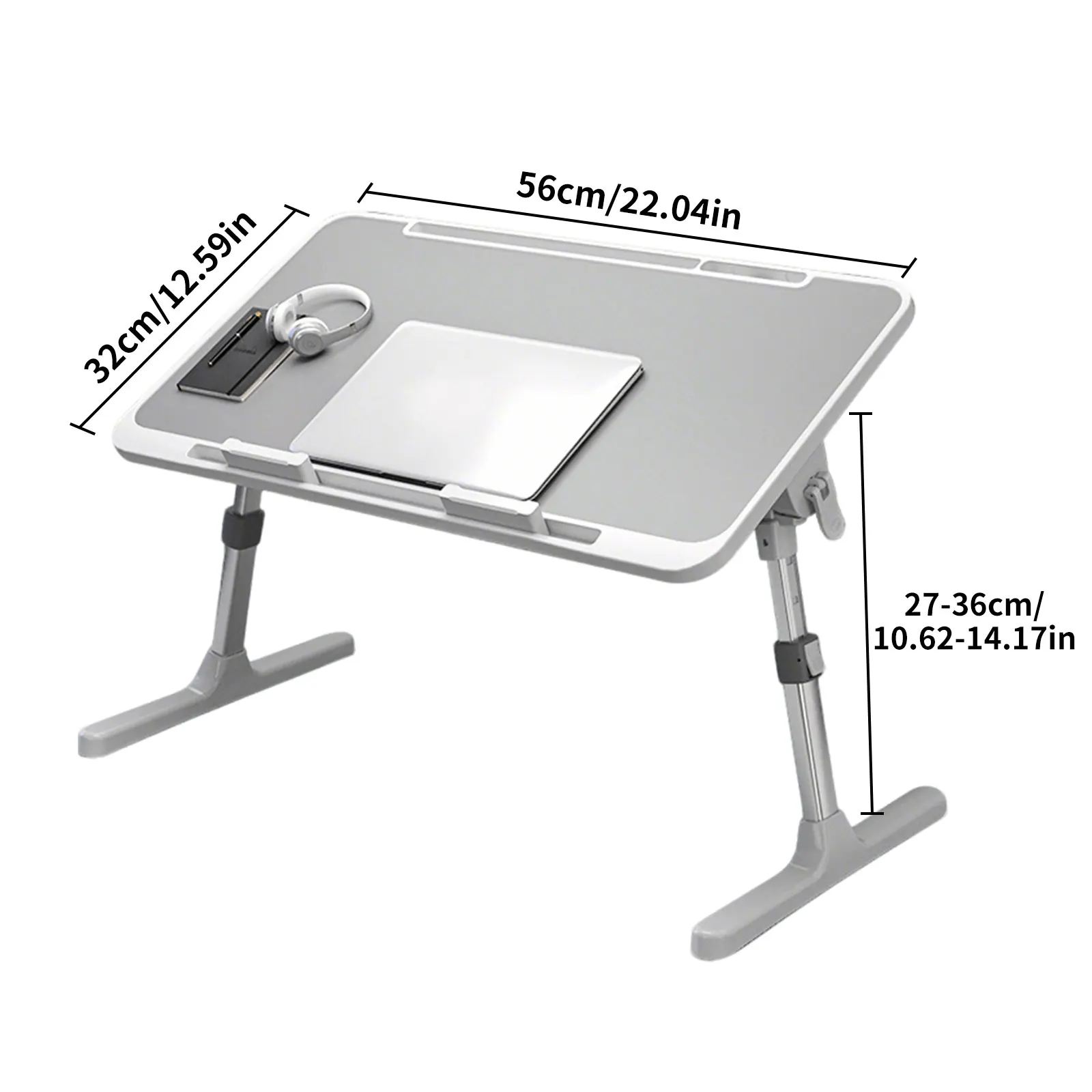 Mesa plegable para ordenador portátil de altura ajustable, escritorio portátil de diseño ergonómico, 56x32cm, cama de aleación de aluminio, sofá, mesa con bandeja de estudio