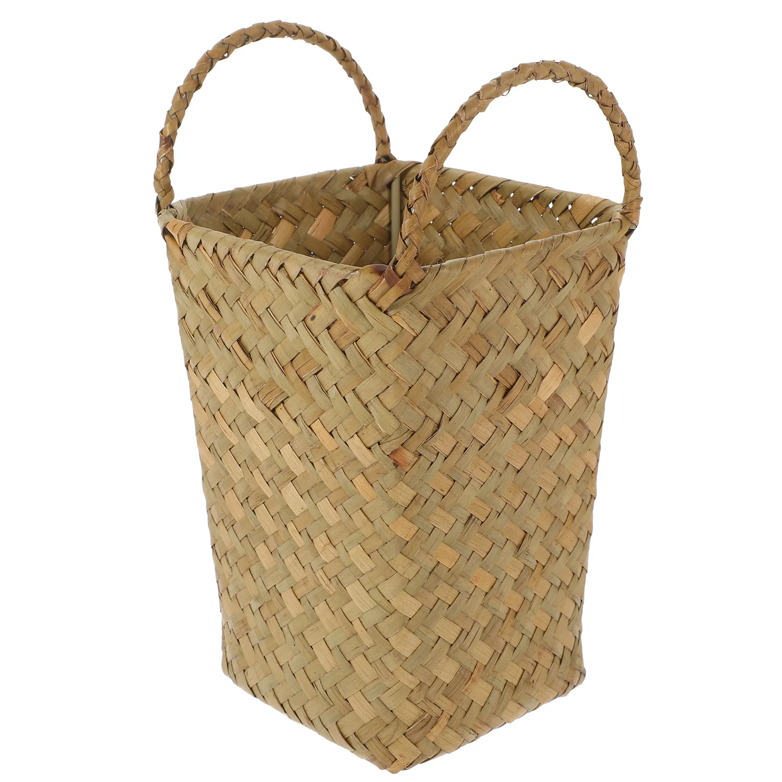 

Straw Basket Flower Woven Storage Basket Home Storage Container with Handle Hand Woven Basket