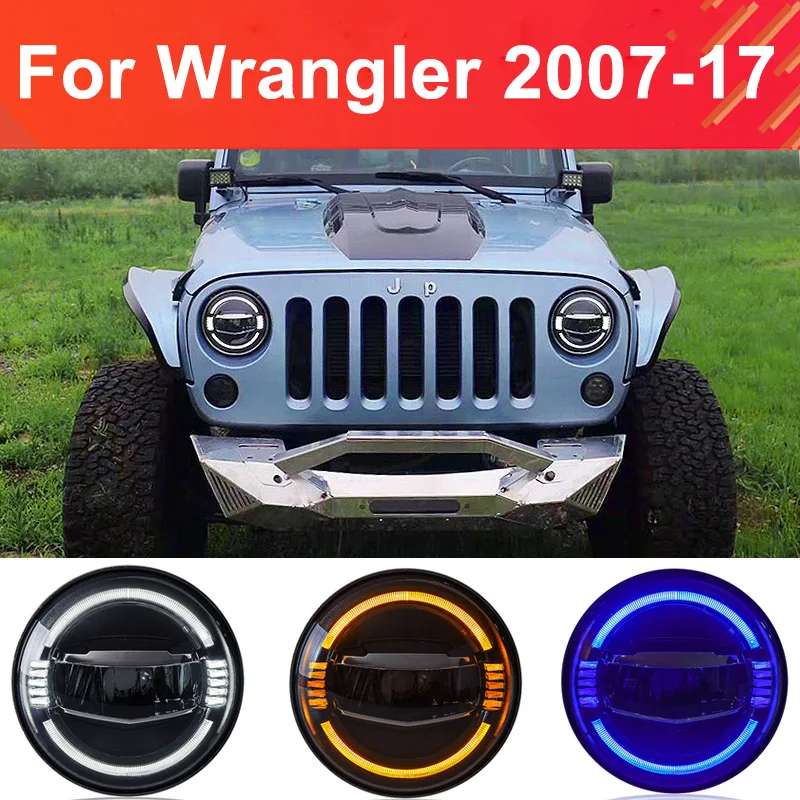 

Автомобильные светодиодные фары для JEEP Wrangler 2007-2017 фары подключи и работай с DRL Поворотная анимация передний бампер светодиодные фары