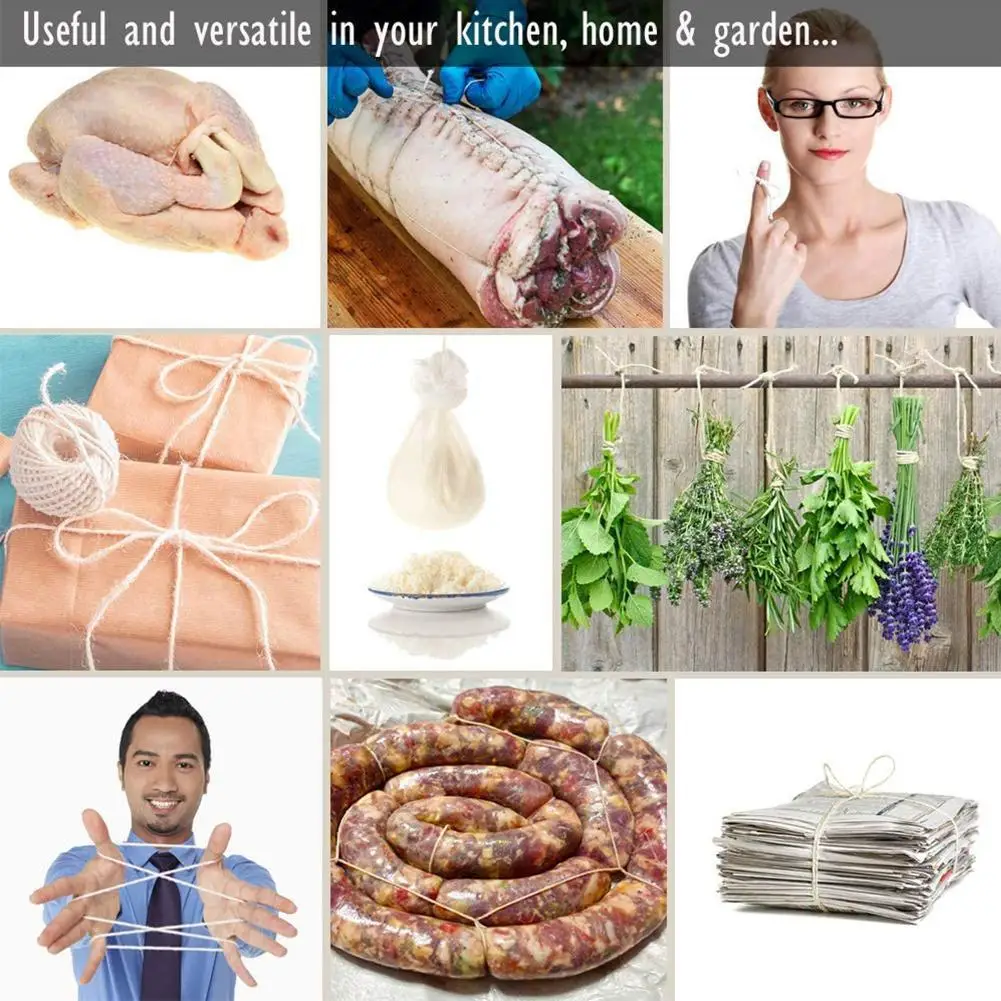 Cooking Tools Butcher's Cotton Twine Meat Prep Trussing Turkey Barbecue Strings Meat Sausage Tie Rope Cord Kitchen Supplies