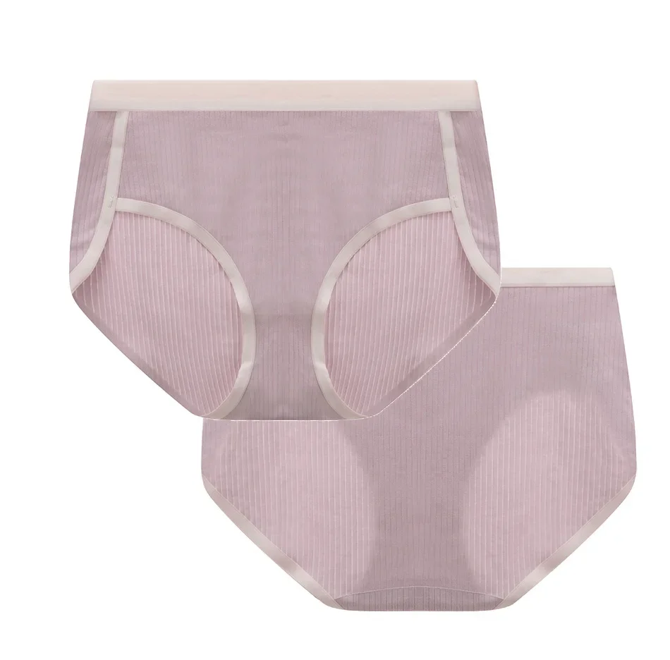 2PCS/SET Underwear Women Colorful Seamless Sports Underwear Plus Size Pure Cotton High Waist Large Size Sexy Panties Women