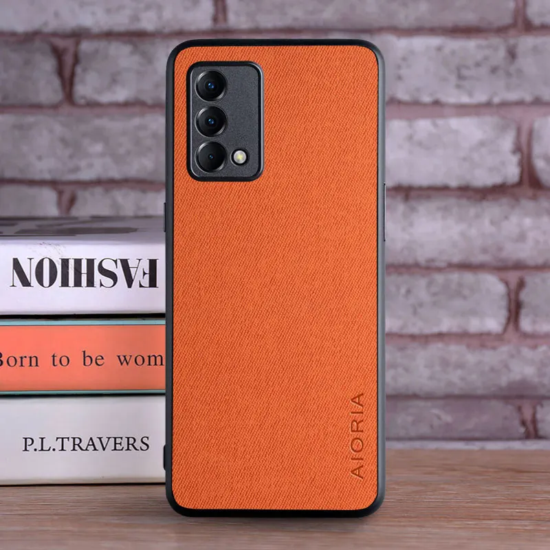 Luxurious Textile Leather Case with Soft TPU and Hard PC 3-in-1 Material - Phone Cover