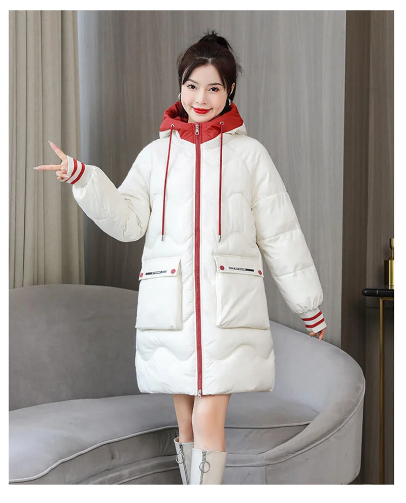 novo casaco de inverno feminino parkas com capuz casaco de inverno quente casaco de algodão acolchoado jaqueta prova de vento casual estudante casaco